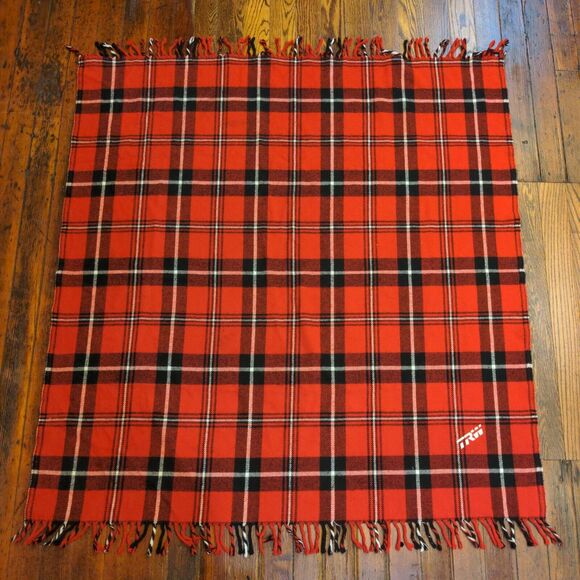 Faribo Woolen Mill Blanket Red Plaid 55x53 100% Acrylic Made in USA - Picture 2 of 5